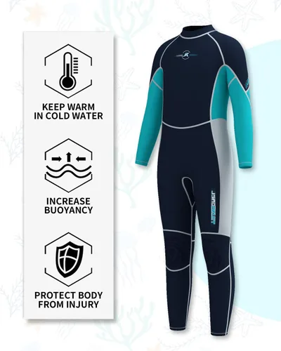 Miniatura 3 de Traje de neopreno para niños y niñas, con cremallera trasera de 0.118 pulgadas, traje de baño térmico de neopreno para buceo, natación, deportes