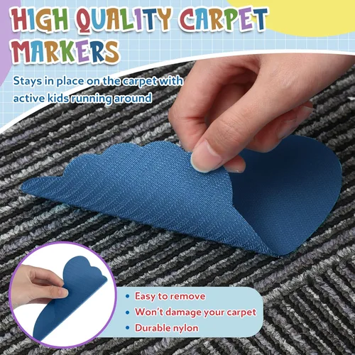 Miniatura 4 de Outus 48 puntos para pies de alfombra, alinea puntos para pies sentados para el suelo del aula, marcadores de alfombra para suministros