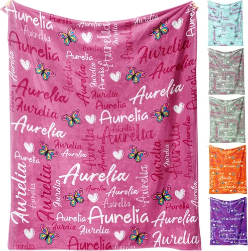 Miniatura 12 de D-Story Manta personalizada con nombre, mantas con nombre personalizado para niños y adultos, mantas de bebé personalizadas para niños y niñas