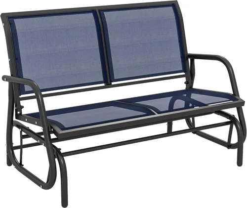 Outsunny Banco columpiador para 2 personas al aire libre, silla mecedora de columpio doble para patio, sillón con marco de acero recubierto de polvo