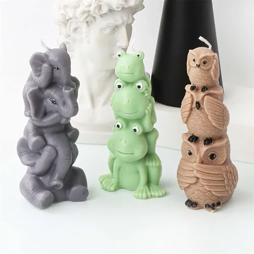 Miniatura 4 de Crea tu propia aventura de vida silvestre con moldes de vela de animales de silicona 3D de grano, vela hecha a mano de pilar de rana para decoración