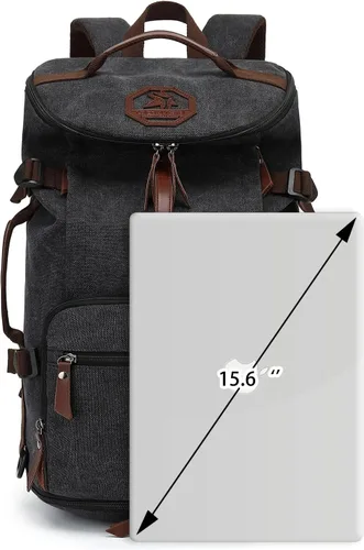 Miniatura 4 de Bolsa de lona de gimnasio Kalesi con compartimento para zapatos, mochila impermeable de 4 vías para viajes, deporte, senderismo, portátil, Negro