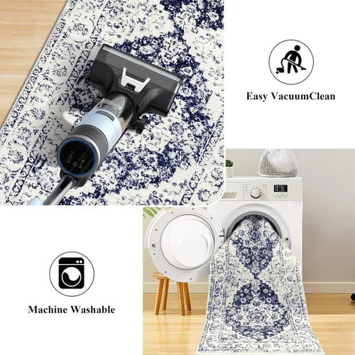 Miniatura 4 de Pauwer Alfombra de pasillo de 2 x 10 pies, alfombra larga lavable de cocina, alfombra de pasillo vintage de granja, alfombra suave para dormitorio
