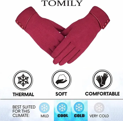 Miniatura 14 de Tomily - Guantes de forro polar para mujer con pantalla táctil