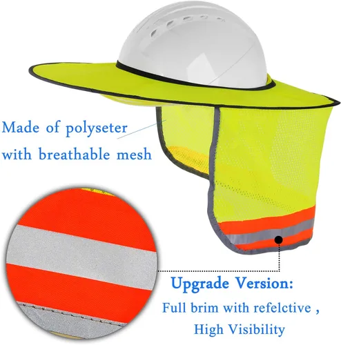 Miniatura 2 de Paquete de 2 parasoles para casco duro, protector solar de malla con ala completa para cascos duros, alta visibilidad, reflectante