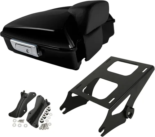Miniatura 31 de XMT-MOTO King Tour Trunk + almohadilla de respaldo envolvente+estante de montaje negro+accesorios de acoplamiento para Harley Touring Road King Road