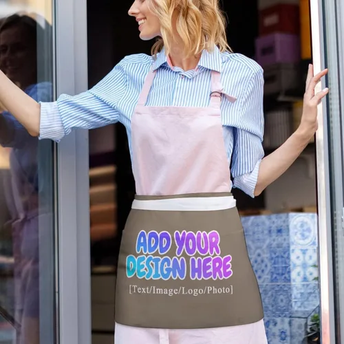 Miniatura 71 de AXKEUDO Delantal personalizado con bolsillos, delantales de cintura para camarera para cocinar en casa, restaurante, servir trabajo