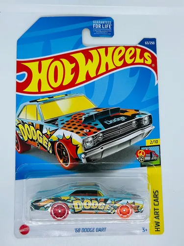 Hot Wheels 2022 - Dodge Dart '68 - Kroger Exclusive Teal - HW Art Cars 2/10 - Mint/NrMint envía burbujas envueltas en una caja