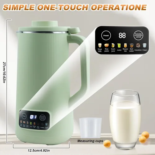 Miniatura 3 de Espumador de leche eléctrico, espumador de café de 16.9 fl oz con 10 cuchillas, control de temperatura, soja de avena casera de coco o leches a base