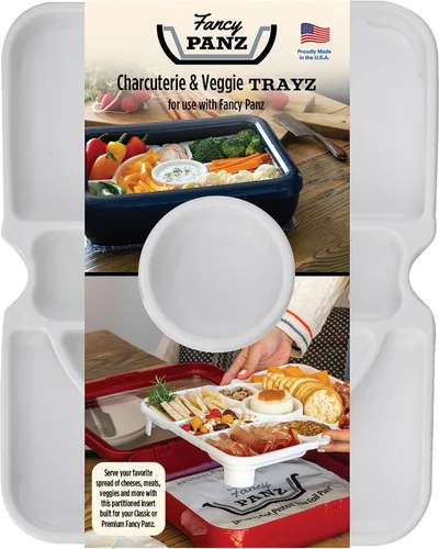 Fancy Panz Bandeja de charcutería – Bandeja de verduras de 9 compartimentos con cuenco de inmersión – Bandeja portátil para servir fiestas,