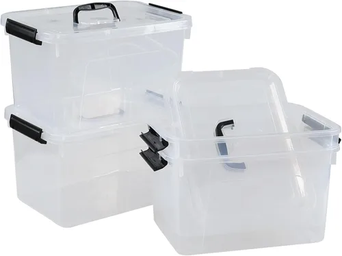 Miniatura 8 de Anbers Caja de almacenamiento de plástico con tapa de 10.5 cuartos de galón con asa, paquete de 4, transparente Contenedor de almacenamiento