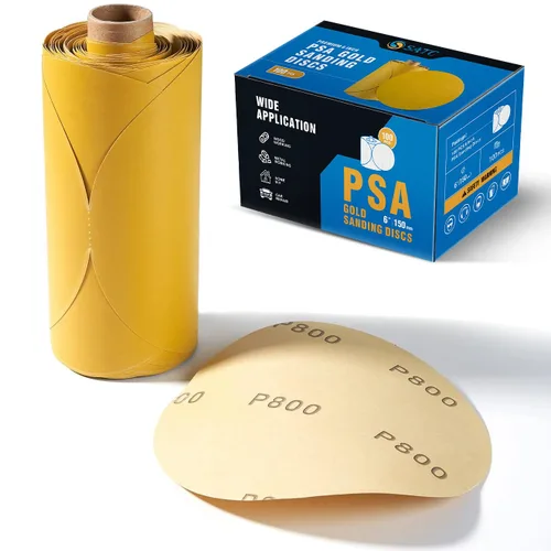 Miniatura 17 de S SATC 100 discos de lija PSA de 6 pulgadas, papel de lija con parte trasera adhesiva de grano 80 para taladro, papel de lija automotriz redondo
