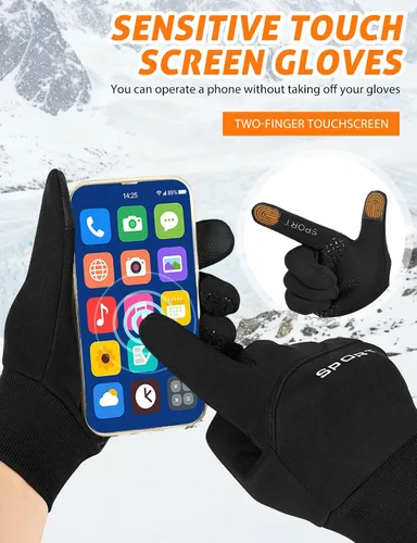 Miniatura 4 de AURUZA Guantes de invierno para hombres, guantes de ciclismo resistentes al viento para clima frío para hombres, guantes de correr al aire libre
