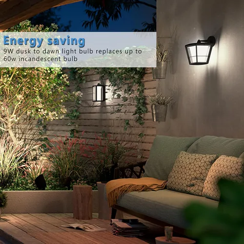 Miniatura 3 de Gonhom - Paquete de 4 bombillas LED de anochecer a amanecer para exteriores, bombillas de 5000K-luz de día de anochecer a amanecer, 720 lúmenes, 9W