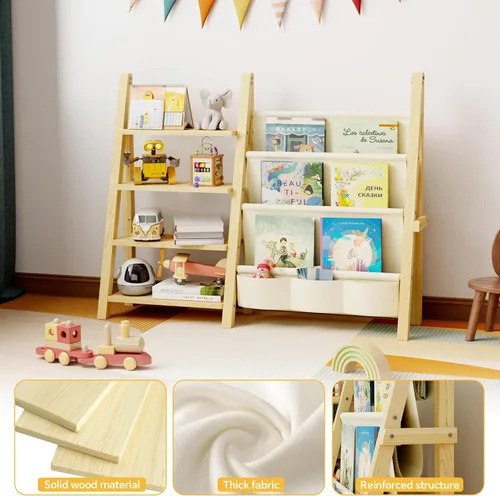 Miniatura 2 de Organizador de almacenamiento de juguetes con estantería para niños, organizador de juguetes Montessori de madera para habitaciones de niños