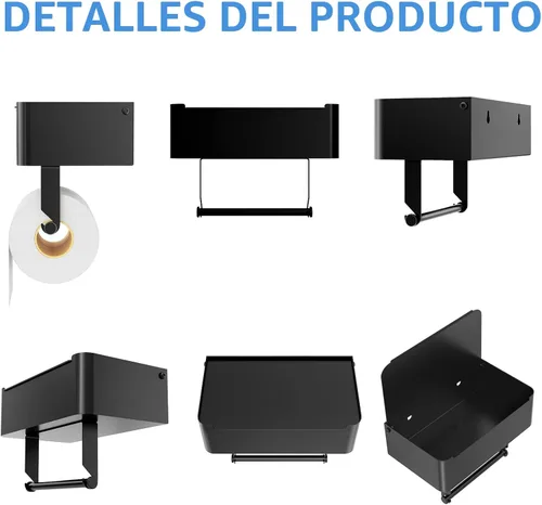 Miniatura 7 de JUYSON Soporte de papel higiénico con estante, dispensador de toallitas desechables para almacenamiento de toallitas de baño, mantiene tus toallitas