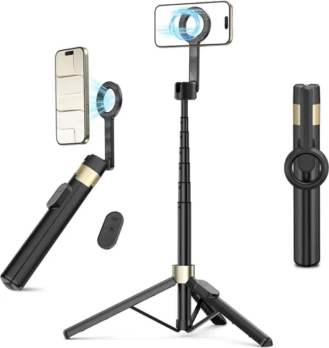 Miniatura 8 de Vimose Monopod - Trípode magnético para iPhone, mini trípode para selfie stick para Magsafe, trípode de viaje portátil giratorio de 360°, soporte