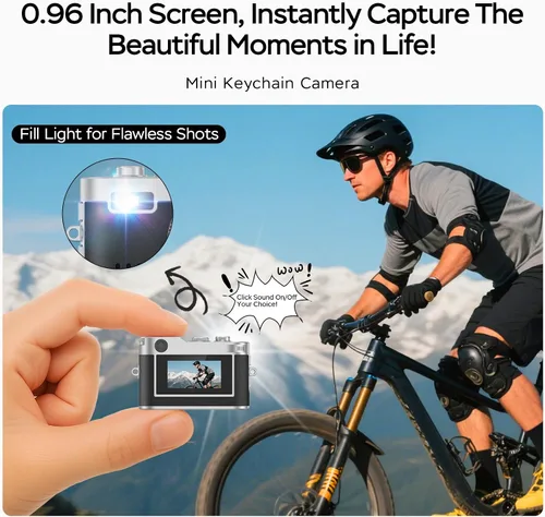 Miniatura 2 de Mini cámara digital, 1080P HD minúscula cámara retro llavero con tarjeta de 32 GB, pantalla de 0.96 pulgadas y adaptador OTG, cámara de bolsillo