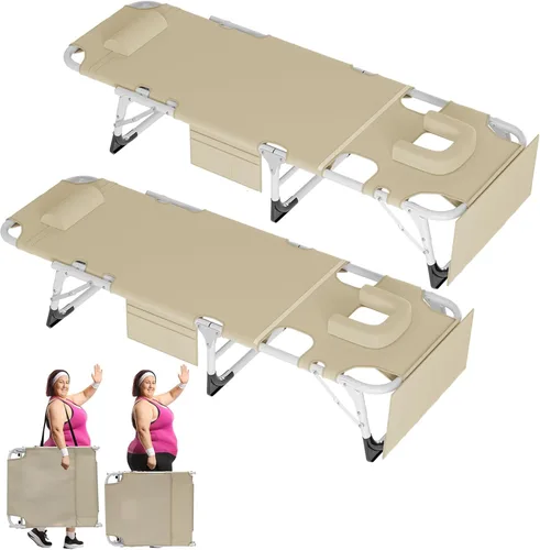 Miniatura 26 de ABORON Silla de bronceado resistente, silla de descanso plegable de 5 posiciones para exteriores con almohadilla, silla de playa portátil para tomar