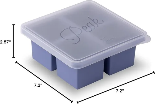 Miniatura 7 de W&P Cup Cubes - Bandeja de silicona para congelador con tapa, azul, hace 4 porciones perfectas de 1 taza, congela y almacena sopa, caldo, salsa