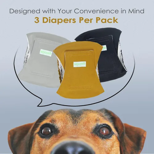 Miniatura 2 de wegreeco - Pañales lavables para perros machos, bandas envolventes para vientre, paquete de 3 (dorado, negro, gris), talla M