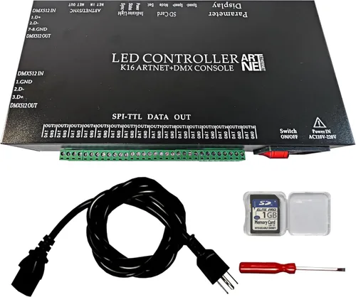 Controlador LED de consola K16 ARTNET+DMX, control de iluminación profesional, adecuado para SPI TTL, en línea sin conexión, programable