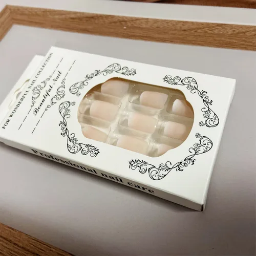 Miniatura 4 de Uñas postizas cortas cuadradas a presión, uñas postizas blancas nude, uñas postizas brillantes de cobertura completa, uñas postizas acrílicas