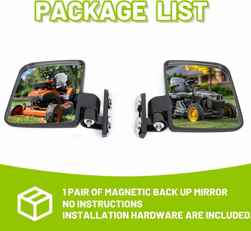 Miniatura 6 de KUAFU Espejos magnéticos universales para tractor, compatibles con Kubota John Deere, cortacésped de giro cero, espejos laterales traseros negros, 2