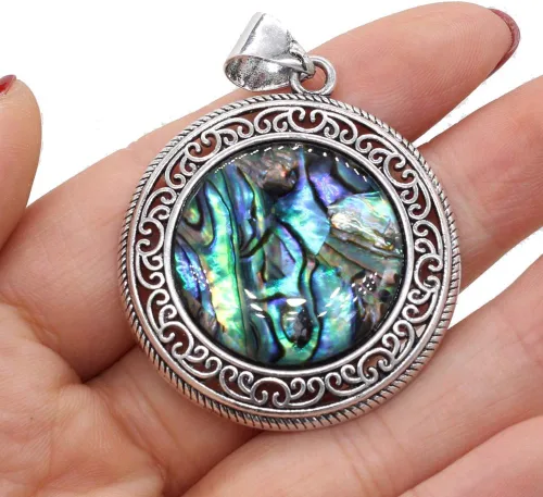Miniatura 3 de LHJ 5 dijes de cristal vintage, con piedras preciosas huecas, estilo tallado, para hacer joyas, collares, regalo
