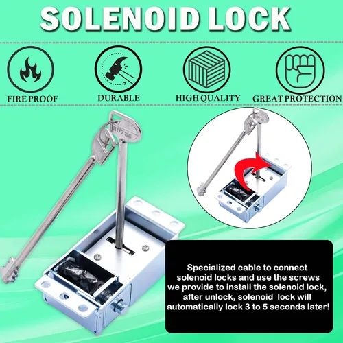 Miniatura 5 de Bloqueo electrónico de repuesto para pistola con bloqueo de solenoide y 2 llaves de anulación, teclado cromado, caja de seguridad ignífuga de alta