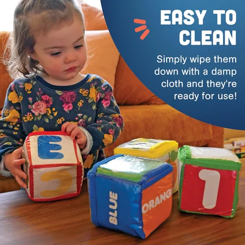 Miniatura 7 de Constructive Playthings - Juguetes apilables personalizables con bolsillos transparentes para niños de 12 meses+, bloques de construcción de espuma