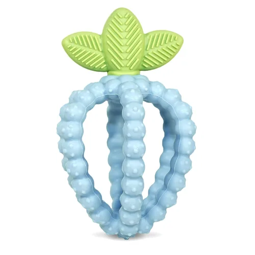 RaZbaby Bites - Juguete de silicona para dentición para bebés, juguete sensorial con BerryBumps texturizados para aliviar la dentición, forma de