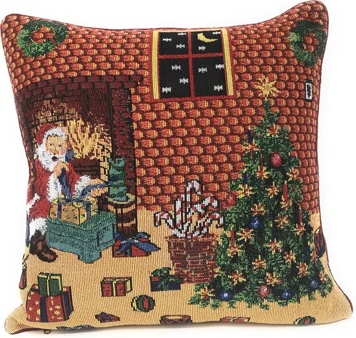 Miniatura 23 de Tache - Funda de almohada roja de Papá Noel, 1 pieza de 16 x 16 pulgadas, tapiz festivo, lindo Papá Noel está llegando a la ciudad, funda de almohada