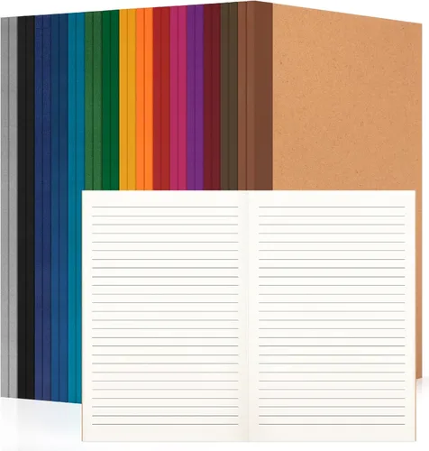 Miniatura 15 de Paquete de 30 cuadernos en blanco a granel, cuaderno de composición de papel A5 sin forro, 8.3 x 5.5 pulgadas, cubierta de papel kraft con espinas
