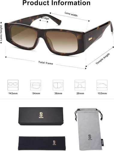 Miniatura 59 de SOJOS Gafas de sol polarizadas rectangulares Y2K de moda para mujeres y hombres, gafas de sol rave de diseñador de moda SJ2228