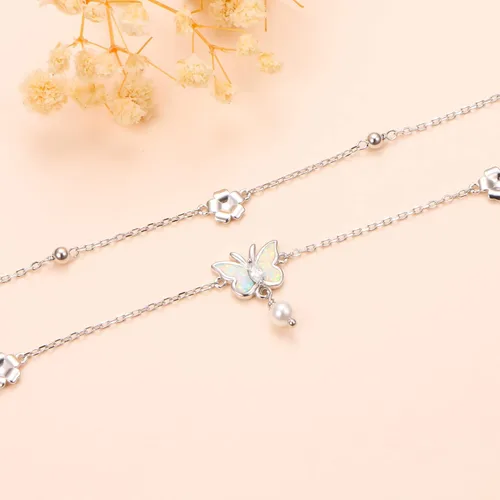 Miniatura 2 de Tobillera de plata de ley S925 ajustable para mujer