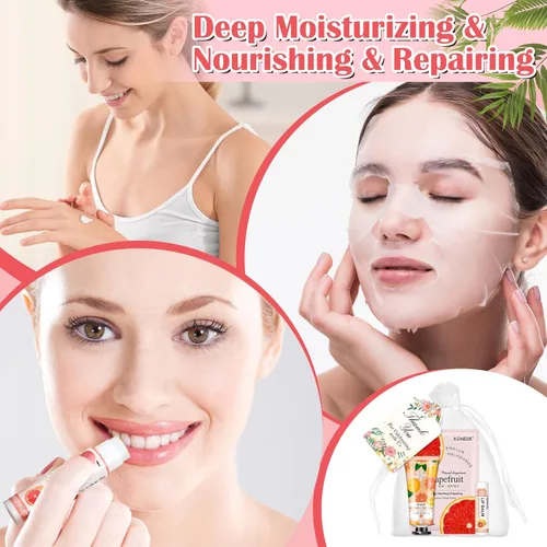 Miniatura 4 de Paquete de 30 mascarillas faciales a granel, juegos de crema de manos a granel y bálsamo labial a granel, rellenos de calcetines para mujeres