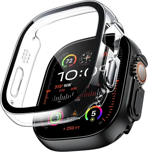 Miniatura 27 de TAURI - Juego de 2 carcasas rígidas para Apple Watch SE Series 6, 5, 4, 1.732 in (44mm), protector de pantalla integrado de cristal templado 9H, Azul