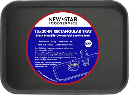 Miniatura 18 de New Star Foodservice 24852 Bandeja antideslizante de grado restaurante, plástico, forrada de goma, rectangular, 10 x 14 pulgadas, color negro