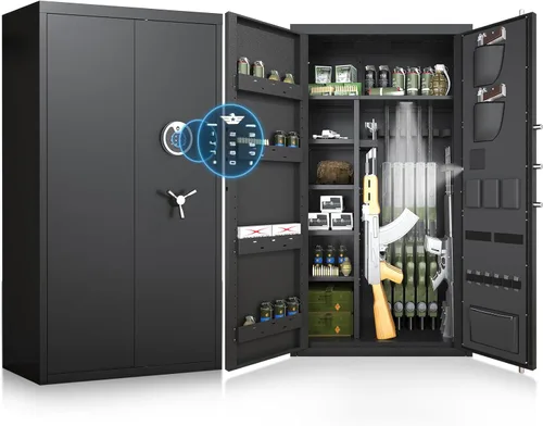 Miniatura 14 de Caja fuerte grande para armas de 15-18, caja fuerte biométrica de 54 pulgadas para rifles y pistolas con gabinete interior y estante extraíble