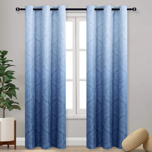 Miniatura 28 de DWCN - Cortinas blackout para dormitorio, diseño de damasco con aislamiento térmico y ojales, para sala de estar, juego de 2 paneles de cortina Gris