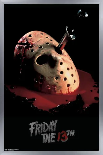 Miniatura 10 de Trends International Friday The 13th - Póster de pared de máscara sangrante, 14.725 x 22.375 pulgadas, versión enmarcada de madera de granero