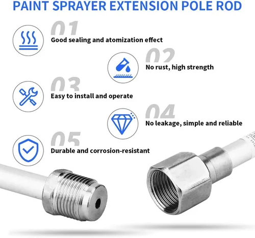 Miniatura 3 de Airless SJG Varilla de extensión universal para pistola de pulverización sin aire, pulverizadora de pintura, punta de pistola de extensión de 15.7