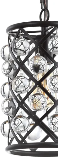 Miniatura 6 de JONATHAN Y Lámpara colgante de bronce aceitado de 8 pulgadas, 1 luz de hierro y tambor de cristal, lámpara de techo moderna para isla de cocina