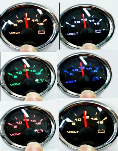 Miniatura 3 de SAMDO 7 Luz Trasera Universal Voltímetros de 52mm Medidores de Voltaje 8-16V para Barco, Yate, Auto, Motor Home, Camión