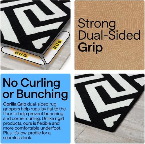 Miniatura 3 de Gorilla Grip Premium - Pinzas de esquina y laterales para suelos duros, pendientes de patente antirizo, reutilizables, esquinas que se ajustan