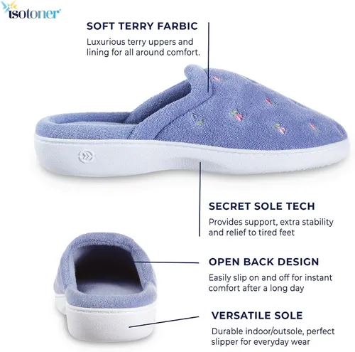 Miniatura 2 de isotoner Pantuflas de rizo para mujer con espuma viscoelástica para mayor comodidad en interiores y exteriores