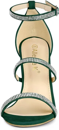 Miniatura 2 de Allegra K Sandalias de tacón con diamantes de imitación para mujer