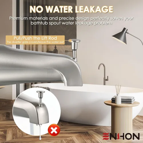 Miniatura 2 de Enhon Boquilla deslizante para bañera con desviador, compatible con la norma estadounidense 8888026.002, grifo de bañera de baño, se adapta a 1/2
