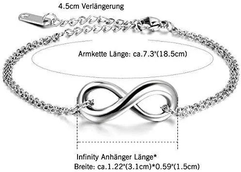 Miniatura 4 de Oidea - Pulsera de acero inoxidable para parejas con infinito, con bolsa de regalo